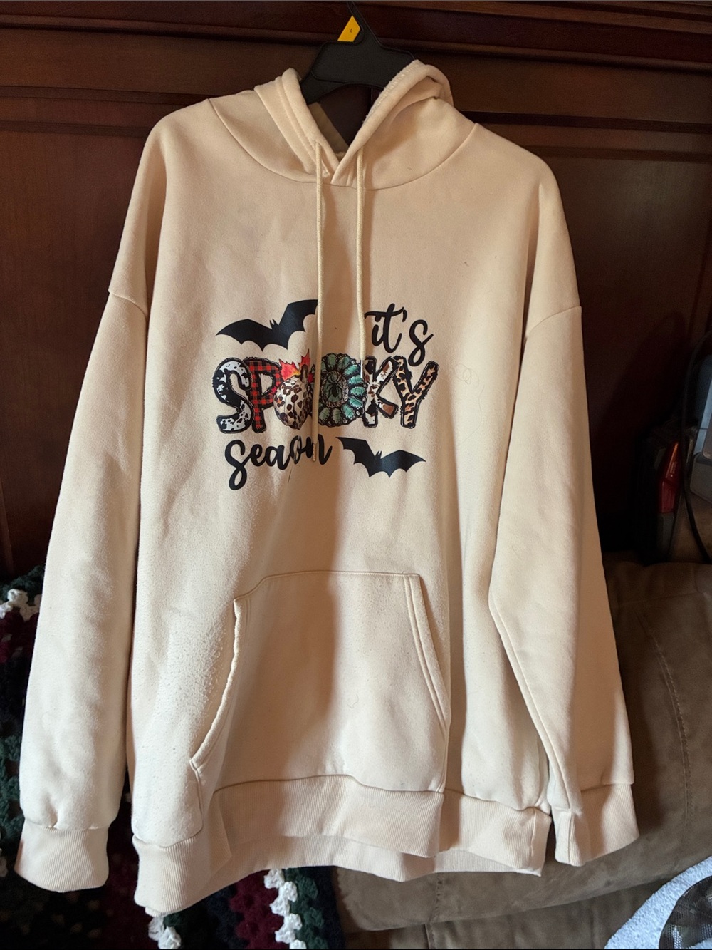 Cream "It's Spooky Season" Graphic Hoodie Sweatshirt - Unbranded